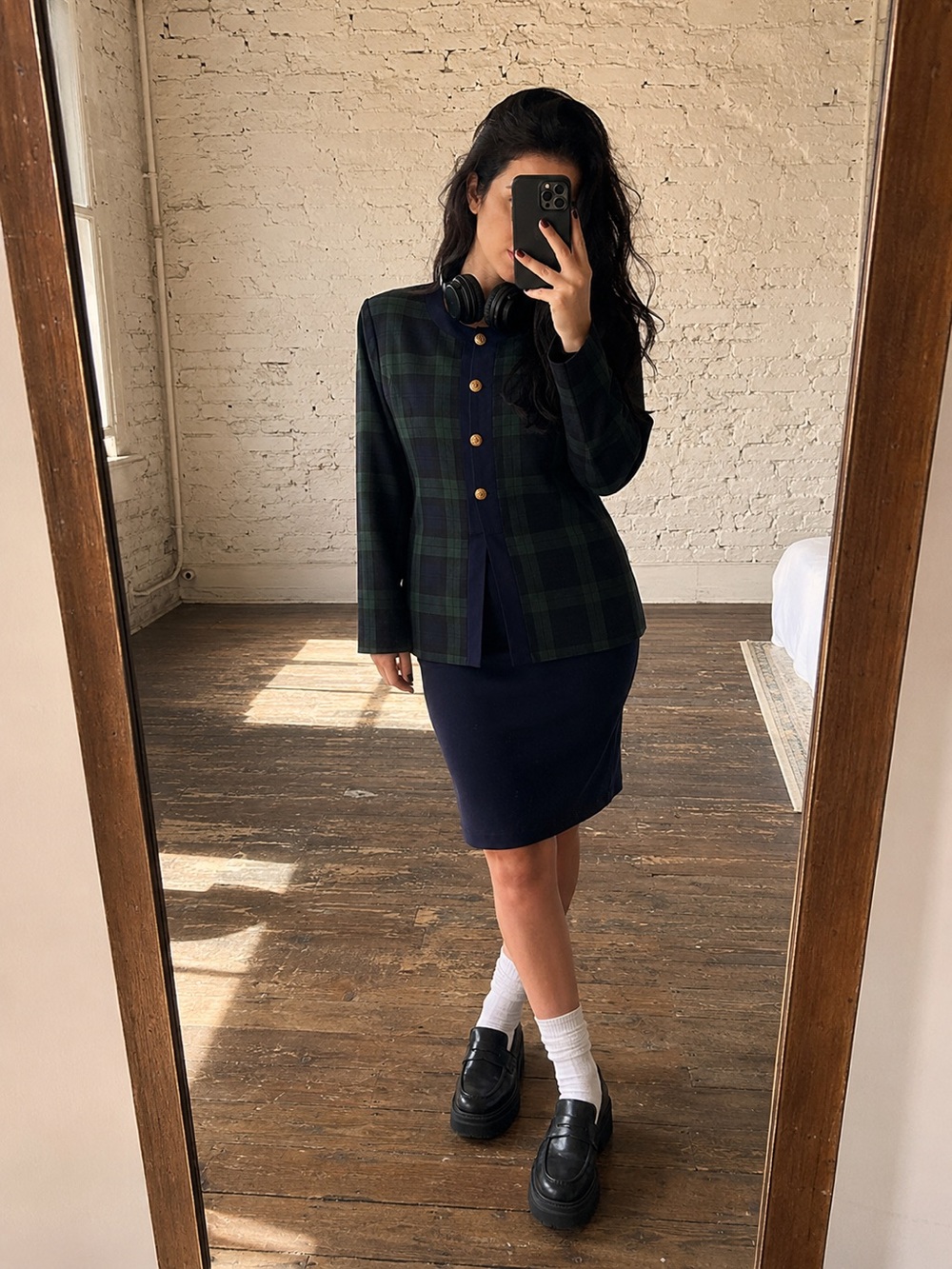 Vintage Karlie Collection Plaid Faux Two-Piece Dress 10